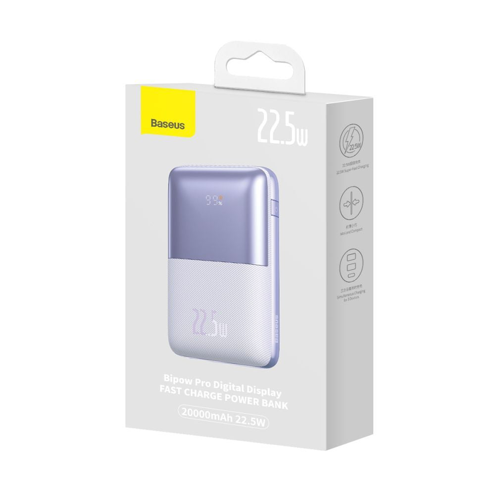 BASEUS PPBD2 BIPOW PRO 22,5 W DIGITALES DISPLAY POWER BANK 20000 MAH LILA