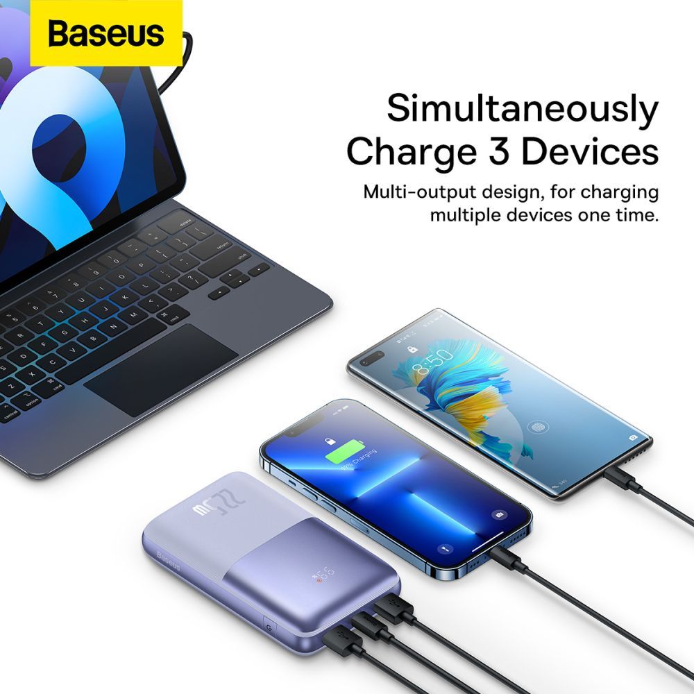 BASEUS PPBD2 BIPOW PRO 22,5 W DIGITALES DISPLAY POWER BANK 20000 MAH LILA
