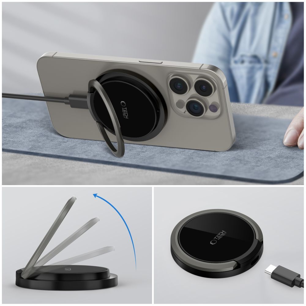 TECH-PROTECT QI15W-A33 MAGNETISCHES MAGSAFE DRAHTLOSES LADEGERÄT SCHWARZ