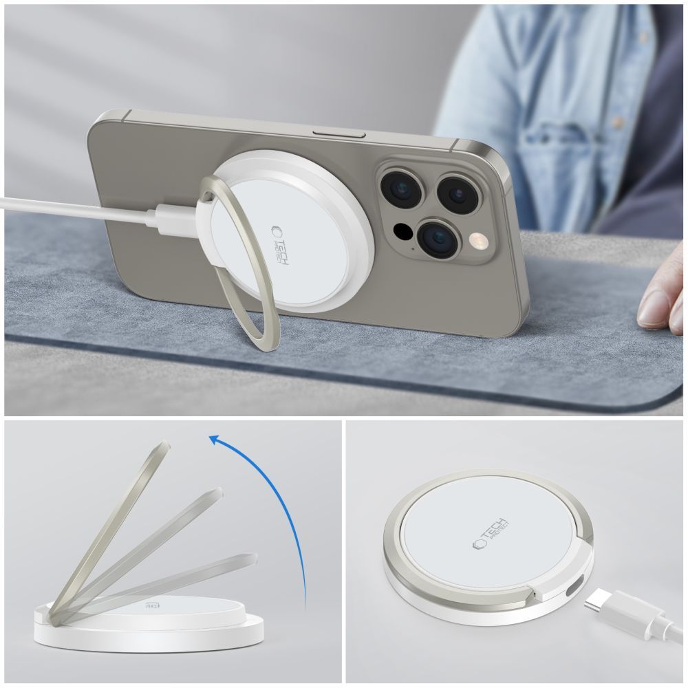 CARICABATTERIE WIRELESS MAGNETICO TECH-PROTECT QI15W-A33 BIANCO