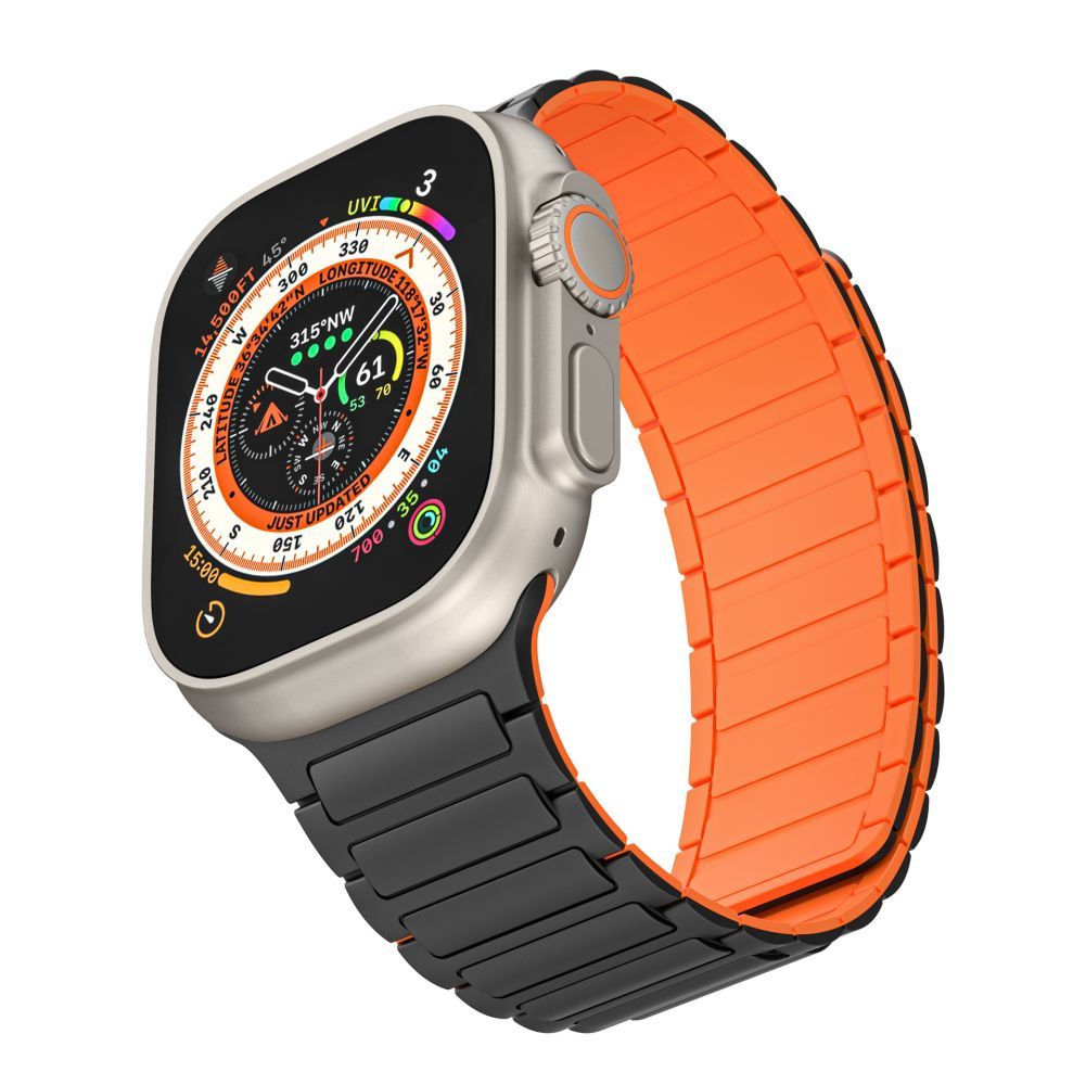 TECH-PROTECT ICONBAND MAGNETISCH APPLE WATCH 4 / 5 / 6 / 7 / 8 / 9 / SE / ULTRA 1 / 2 (42 / 44 / 45 / 49 MM) SCHWARZ/ORANGE