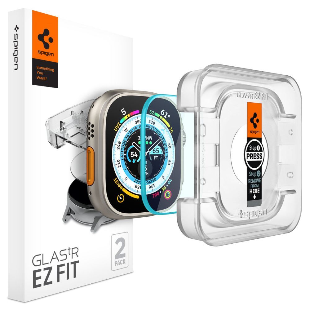 TEMPERATURSCHUTZ SPIGEN GLAS.TR „EZ FIT“ 2ER-PACK APPLE WATCH ULTRA (49 MM) KLAR