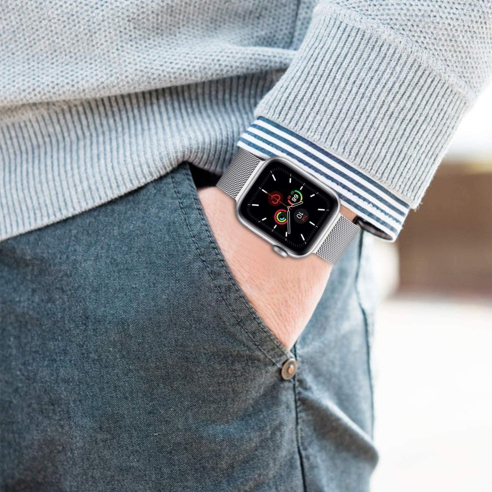 CINTURINO MAGLIA TECH-PROTECT MILANESEBAND APPLE WATCH 4 / 5 / 6 / 7 / 8 / SE / ULTRA (42 / 44 / 45 / 49 MM) ARGENTO