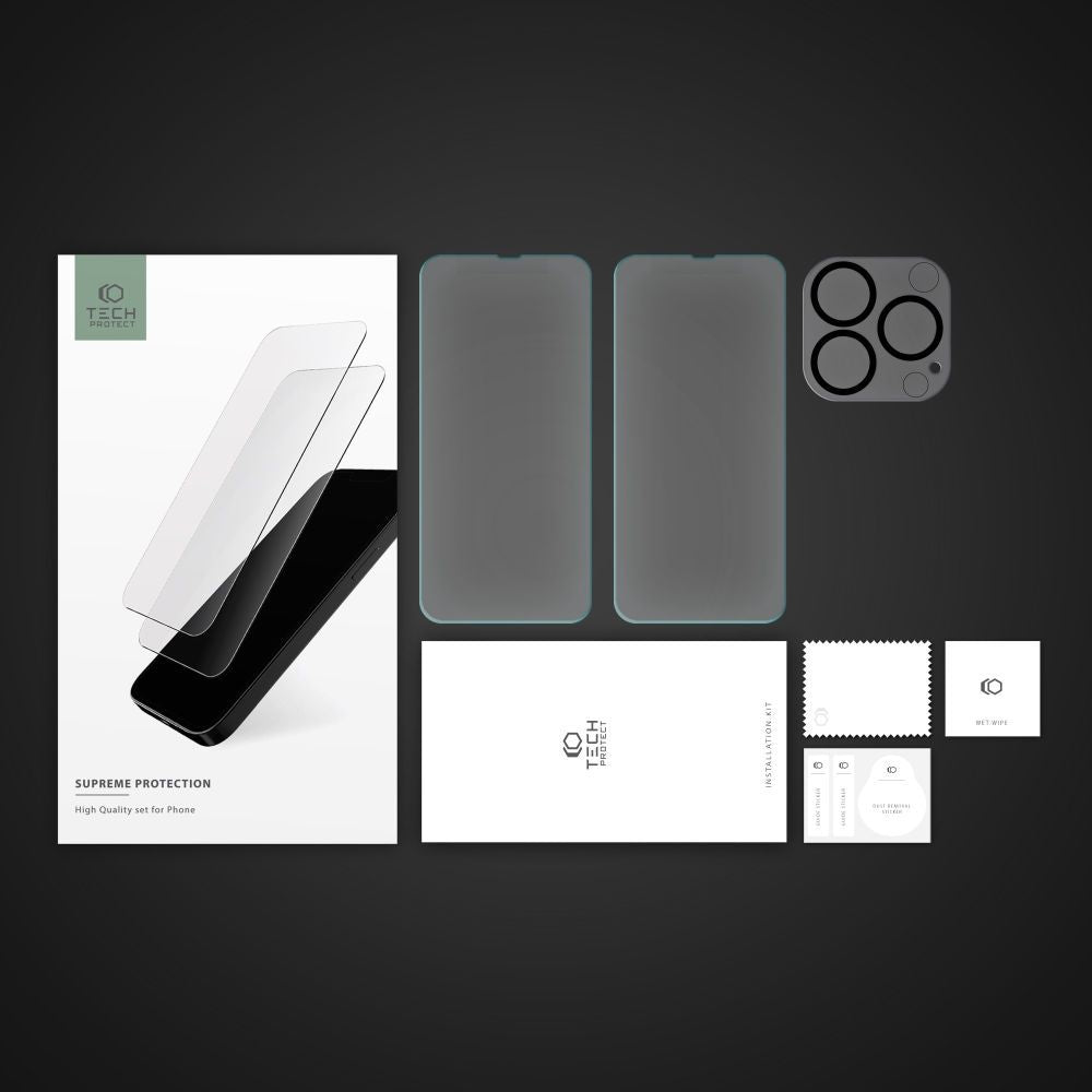SET VETRO TEMPERATO TECH-PROTECT SUPREME IPHONE 14 PRO TRASPARENTE