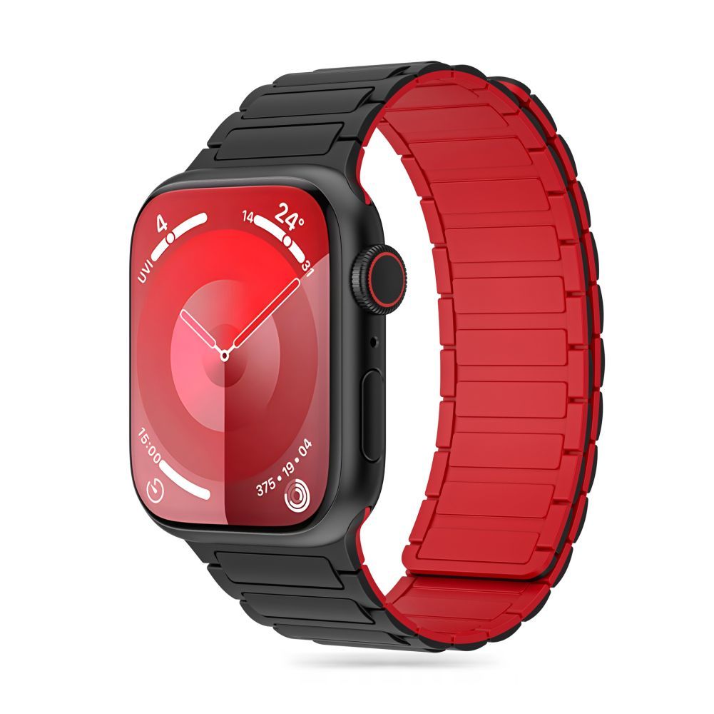 TECH-PROTECT ICONBAND MAGNETISCH APPLE WATCH 4 / 5 / 6 / 7 / 8 / 9 / SE / ULTRA 1 / 2 (42 / 44 / 45 / 49 MM) SCHWARZ/ROT
