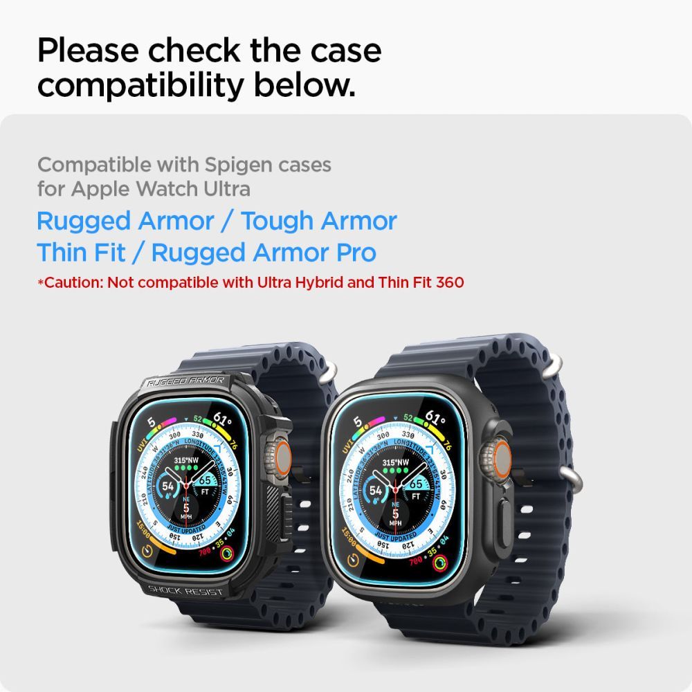 TEMPERATURSCHUTZ SPIGEN GLAS.TR „EZ FIT“ 2ER-PACK APPLE WATCH ULTRA (49 MM) KLAR