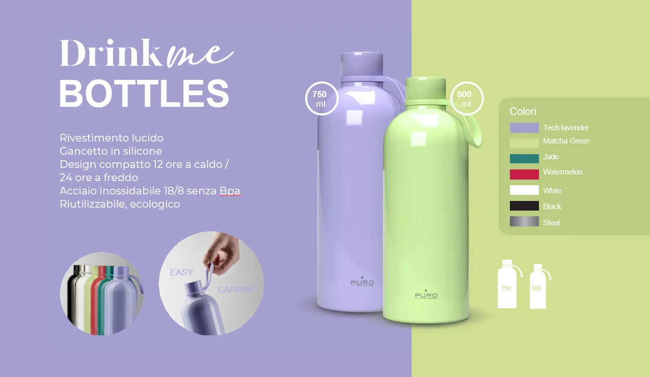 BOTTIGLIA TERMICA BORRACCIA THERMOS PURO DRINK ME 0,5 ML COLORE WATERMELON