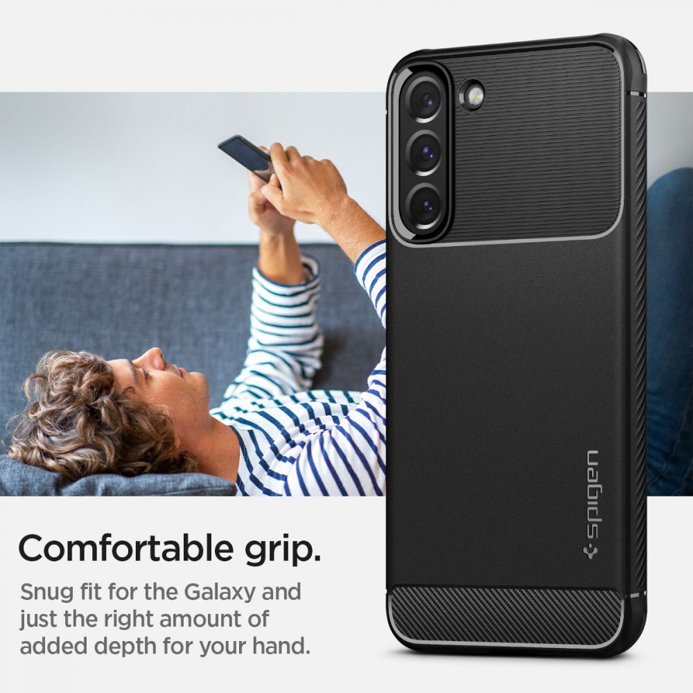 COPERTURA SPIGEN RUGGED ARMOUR GALAXY S22 NERO OPACO