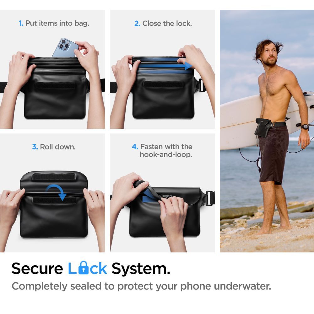 SPIGEN A621 UNIVERSAL WASSERDICHTE HÜLLE UND GÜRTELTASCHE SCHWARZ