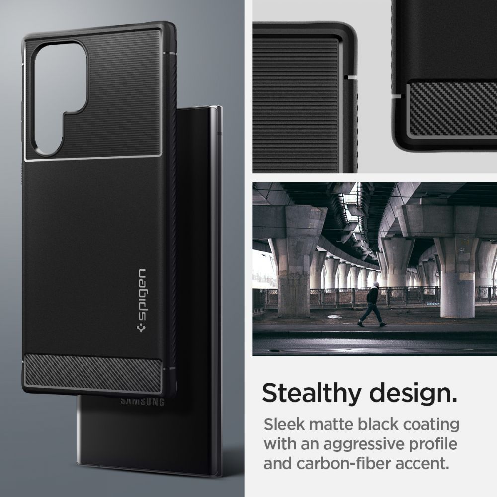 COPERTURA SPIGEN RUGGED ARMOUR GALAXY S22 ULTRA MATTE NERO