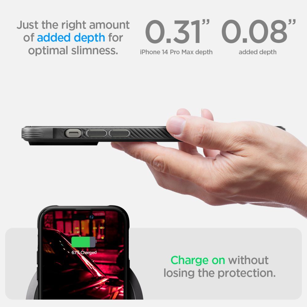 COVER SPIGEN RUGGED ARMOUR MAG MAGSAFE IPHONE 14 PRO MAX NERO OPACO