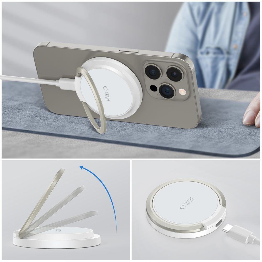 TECH-PROTECT QI15W-A33 MAGNETISCHES MAGSAFE DRAHTLOSES LADEGERÄT WEISS 