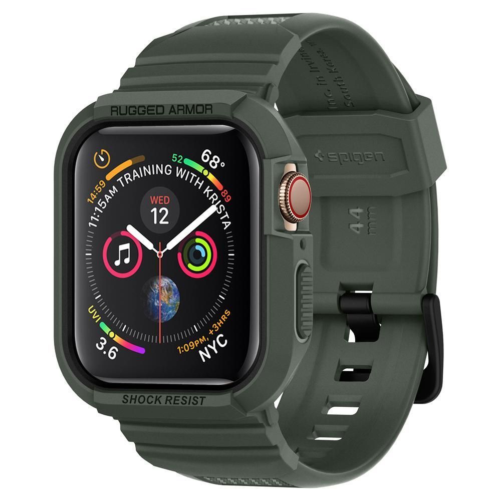 CUSTODIA +CINTURINO SPIGEN RUGGED ARMOUR &quot;PRO&quot; APPLE WATCH 4 / 5 / 6 / 7 / SE (44 / 45 MM) VERDE MILITARE