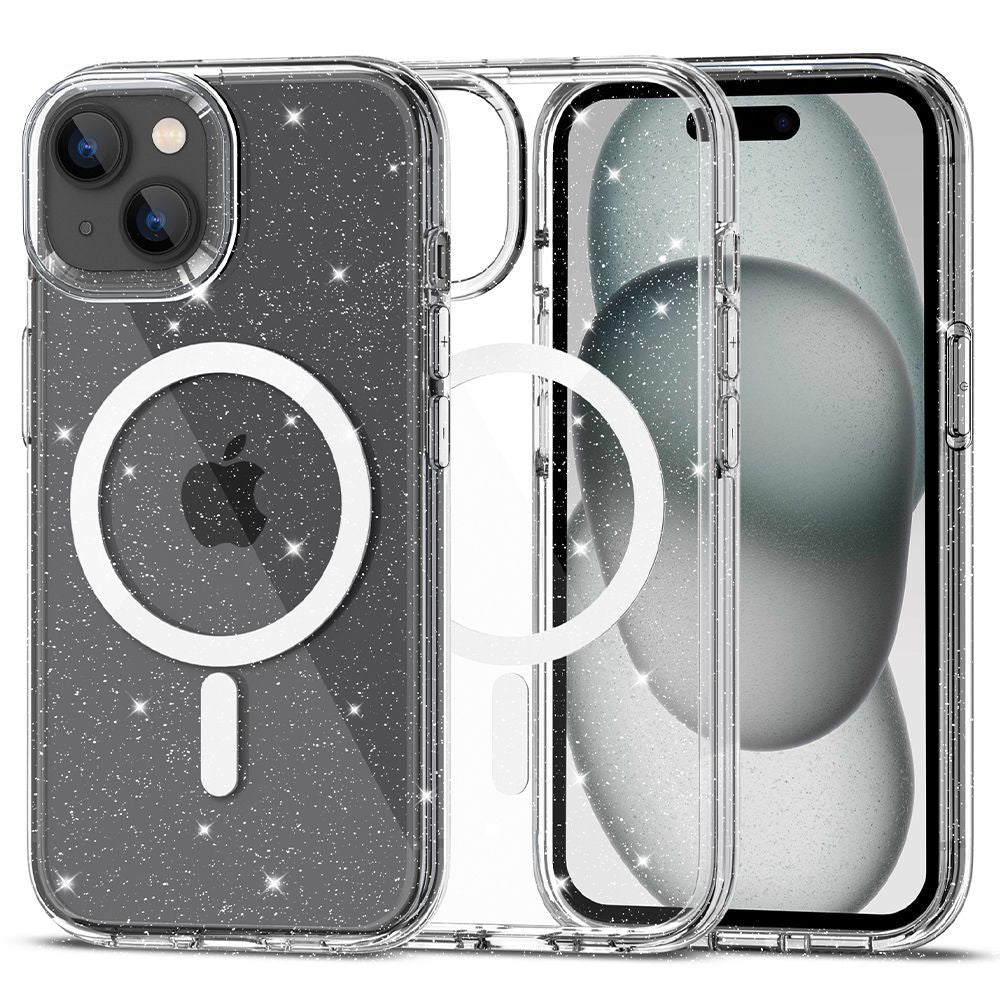 COVER TECH-PROTECT FLEXAIR HYBRID MAGSAFE IPHONE 15 PLUS GLITZER KLAR