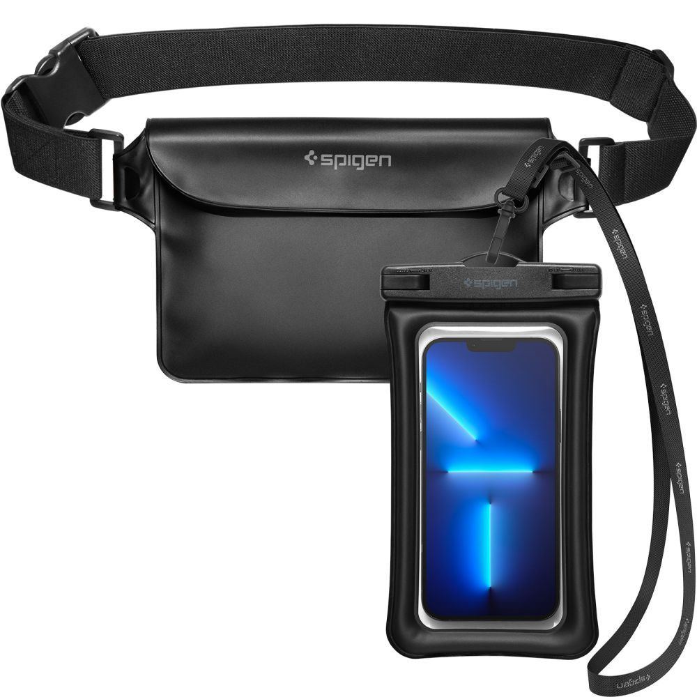 SPIGEN A621 UNIVERSAL WATERPROOF CASE &amp; WAIST BAG BLACK