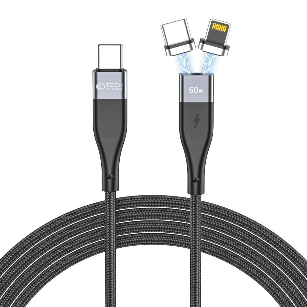 TECH-PROTECT ULTRABOOST ”2” 2IN1 MAGNETIC CABLE LIGHTNING &amp; TYPE-C PD60W/3A 100CM BLACK