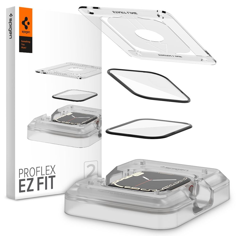 TEMPERATURSCHUTZ SPIGEN PROFLEX „EZ FIT“ 2ER-PACK APPLE WATCH 7 (45 MM)