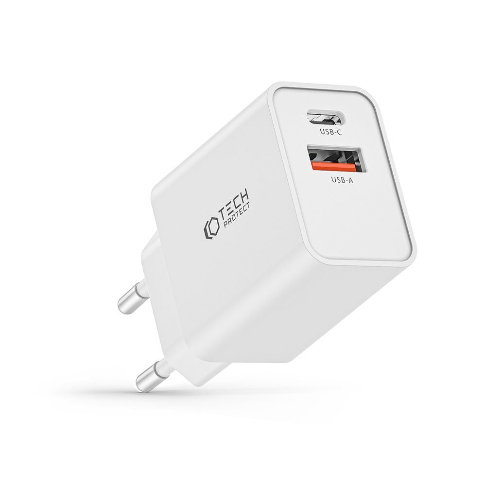 TECH-PROTECT NC30W 2-PORT NETZWERK-LADEGERÄT PD30W/QC3.0 WEISS