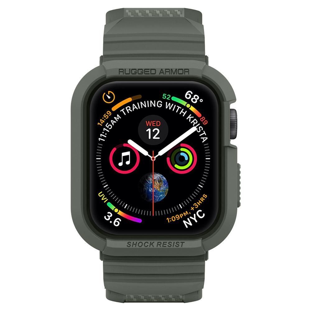 CUSTODIA +CINTURINO SPIGEN RUGGED ARMOUR &quot;PRO&quot; APPLE WATCH 4 / 5 / 6 / 7 / SE (44 / 45 MM) VERDE MILITARE