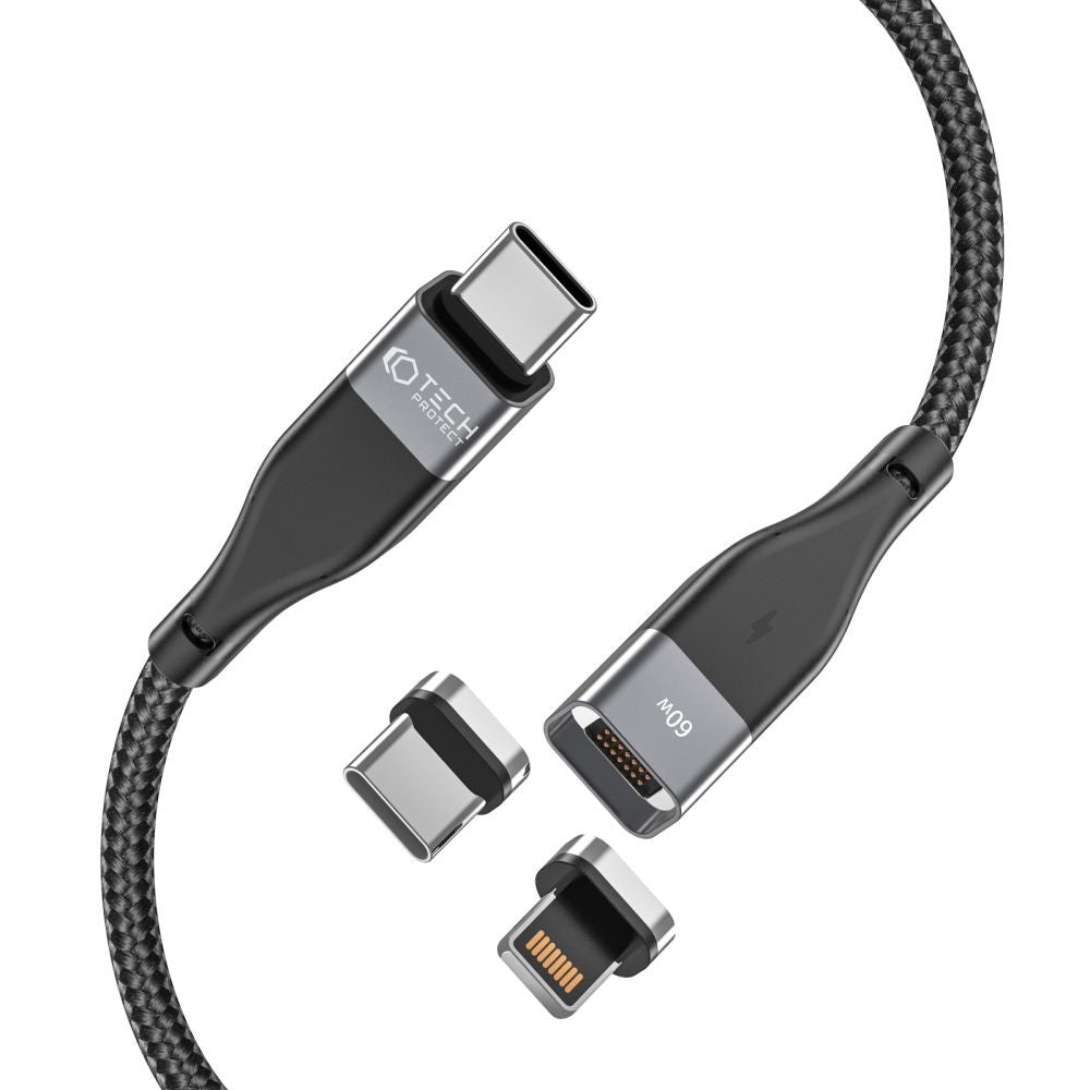 TECH-PROTECT ULTRABOOST ”2” 2IN1 MAGNETIC CABLE LIGHTNING &amp; TYPE-C PD60W/3A 100CM BLACK