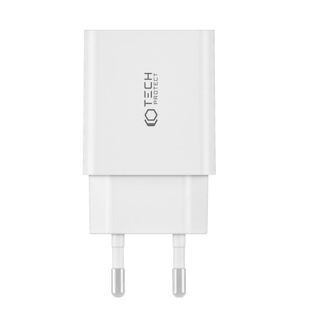 CARICABATTERIE DI RETE A 2 PORTE TECH-PROTECT NC30W PD30W/QC3.0 BIANCO