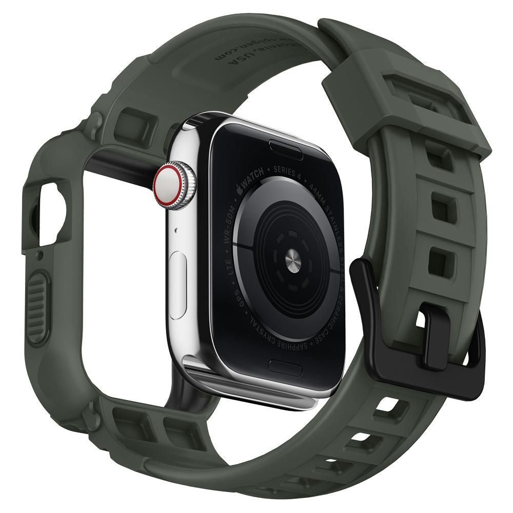 CUSTODIA + CINTURINO SPIGEN RUGGED ARMOR „PRO“ APPLE WATCH 4 / 5 / 6 / 7 / SE (44 / 45 MM) MILITÄRGRÜN