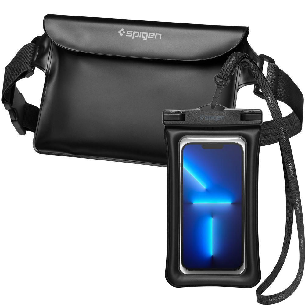 SPIGEN A621 UNIVERSAL WATERPROOF CASE &amp; WAIST BAG BLACK